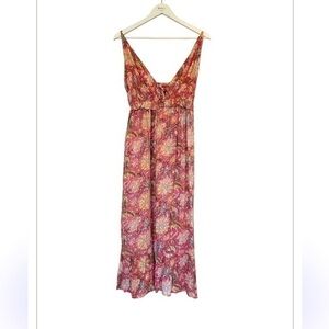NWT en crème Alicia Pink Floral Bohemian  Ruffle Strap Dress Size Medium